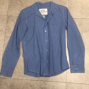 Frank&Eileen blue purple plaid button down nwot